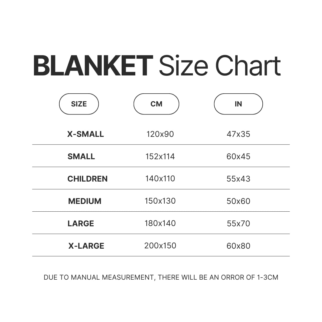 Blanket Size Chart - Bruce Springsteen Shop