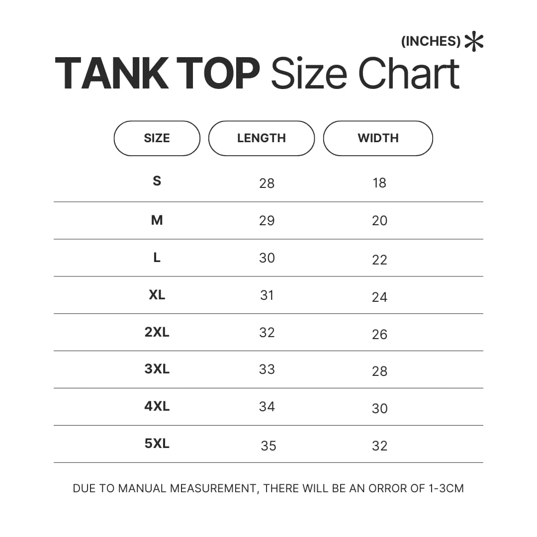 Tank Top Size Chart - Bruce Springsteen Shop