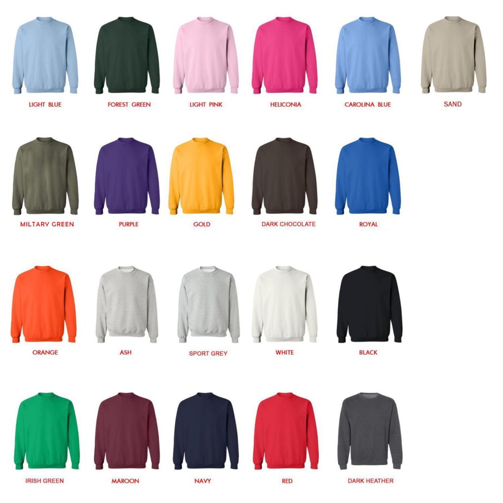 sweatshirt color chart - Bruce Springsteen Shop